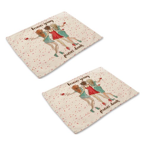스토어33 우먼 드로잉 키친 테이블매트 2p, H, 42 x 36 cm