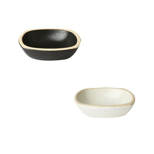 무경도자기 사각찬기 2호, 화이트, 블랙, 1세트