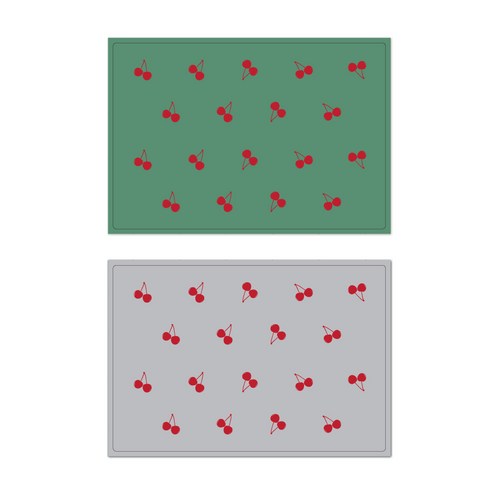서머스트 프루티 실리콘 레드체리 테이블매트 2p, 카키그린, 그레이, 425 x 295 mm