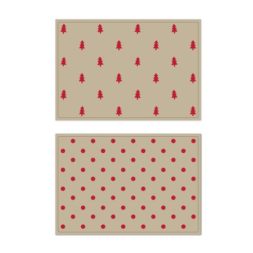 서머스트 프루티 실리콘 테이블매트 레드포레스트 + 레드도트, 베이지, 425 x 295 mm
