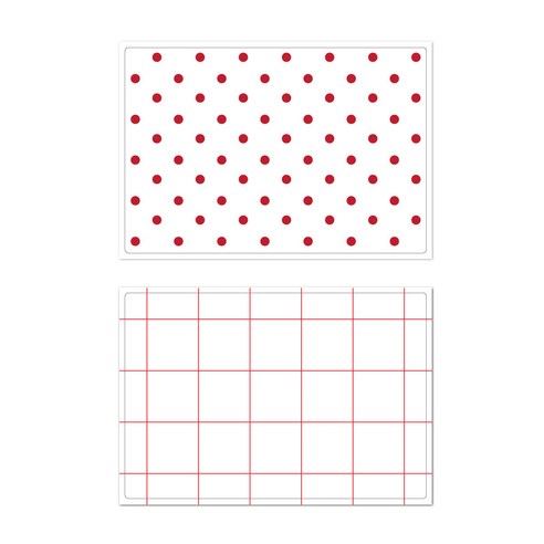 서머스트 프루티 실리콘 테이블매트 레드도트 + 레드체크, 화이트, 425 x 295 mm
