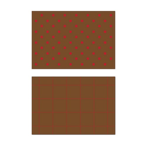 서머스트 프루티 실리콘 테이블매트 레드도트 + 레드체크, 브라운, 425 x 295 mm
