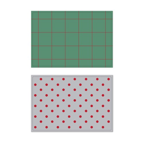 서머스트 프루티 실리콘 테이블매트 레드체크 + 레드도트, 카키그린, 그레이, 425 x 295 mm