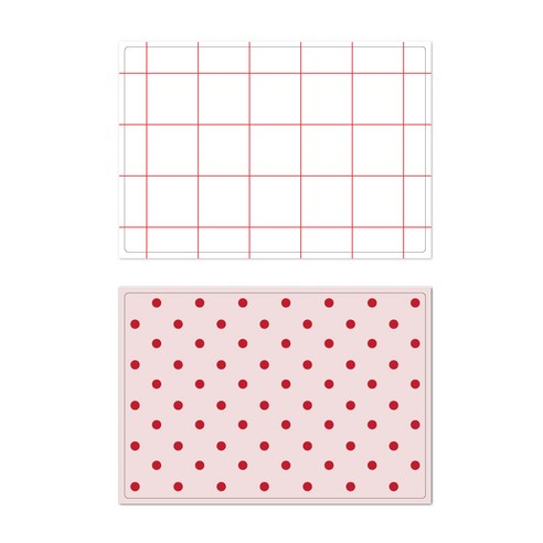 서머스트 프루티 실리콘 테이블매트 레드체크 + 레드도트, 화이트, 인디핑크, 425 x 295 mm