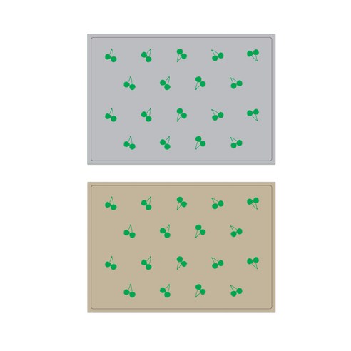 서머스트 실리콘 테이블매트 그린체리 + 그린체리, 그레이, 베이지, 425 x 295 mm