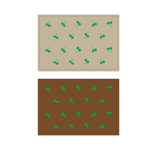 서머스트 실리콘 테이블매트 그린체리 + 그린체리, 베이지, 브라운, 425 x 295 mm