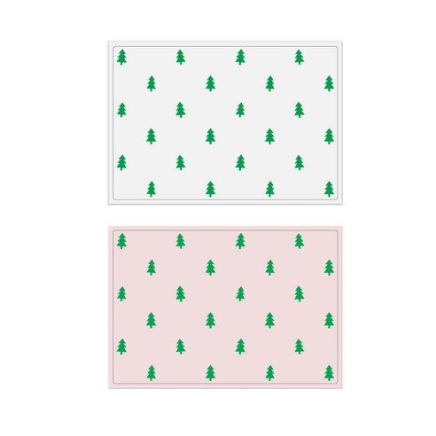 서머스트 실리콘 테이블매트 그린포레스트 + 그린포레스트, 화이트, 인디핑크, 425 x 295 mm