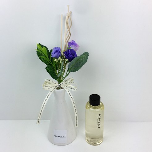 리피에노 디퓨저 화이트화병 + 실크플라워 조화 no.5 + 리드스틱 5개 + 리필액 150ml, 잉글리쉬어반