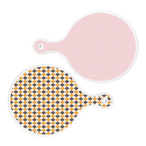 로엠디자인 원형 서빙 도마 보드 2p 훈색체크 세트, 훈색체크, 잉글랜드행황색체크, 1세트