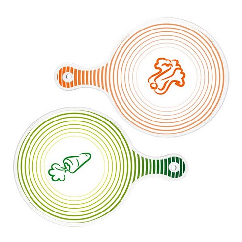 로엠디자인 원형 서빙 도마 보드 2종 세트, 배추라인주황, 채소라인그린, 1세트
