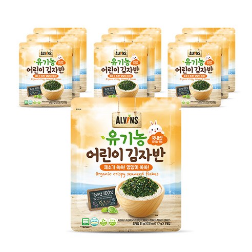 엘빈즈 유기농 어린이 김자반, 채소맛, 21g, 10개