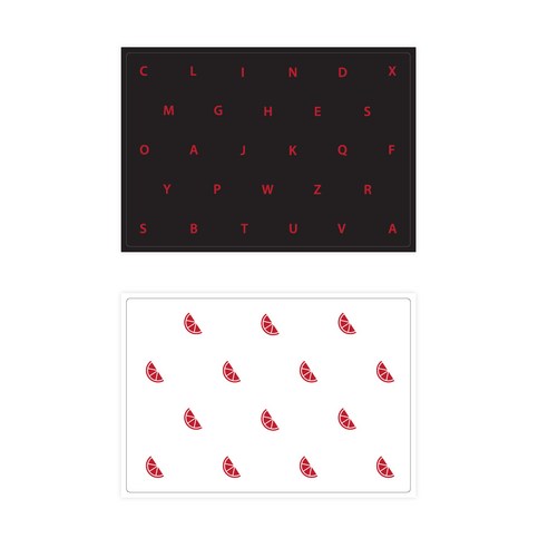 서머스트 실리콘 테이블매트 RED ABC + RED ORANGE, 블랙, 화이트, 425 x 295 mm