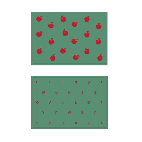 서머스트 실리콘 테이블매트 RED APPLE + RED ABC, 카키그린, 425 x 295 mm