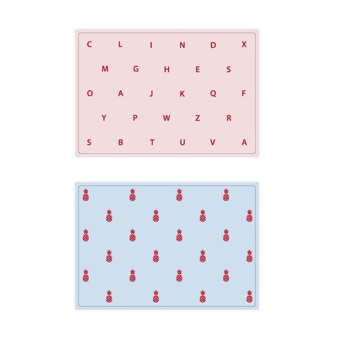 서머스트 실리콘 테이블매트 RED ABC + RED PINEAPPLE, 인디핑크, 스카이블루, 425 x 295 mm
