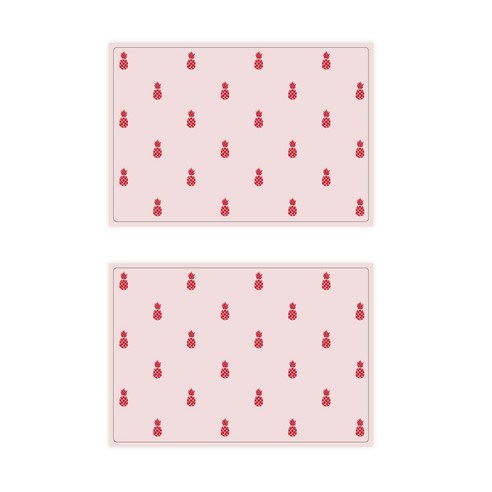 서머스트 실리콘 테이블매트 RED PINEAPPLE 2p, 인디핑크, 425 x 295 mm