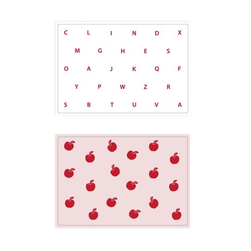 서머스트 실리콘 테이블매트 RED ABC + RED APPLE, 화이트, 인디핑크, 425 x 295 mm