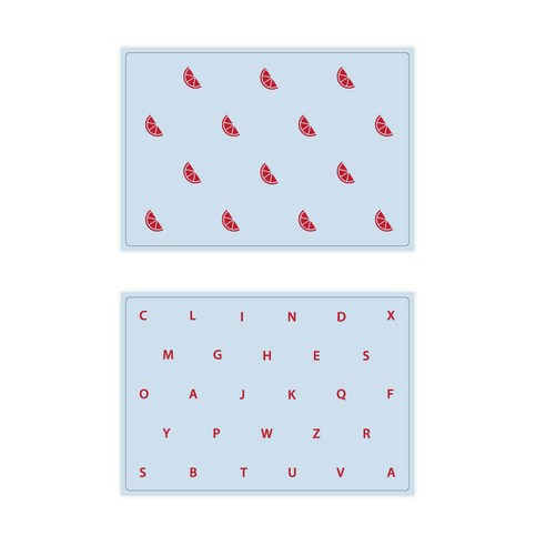 서머스트 실리콘 테이블매트 RED ORANGE + RED ABC, 스카이블루, 425 x 295 mm