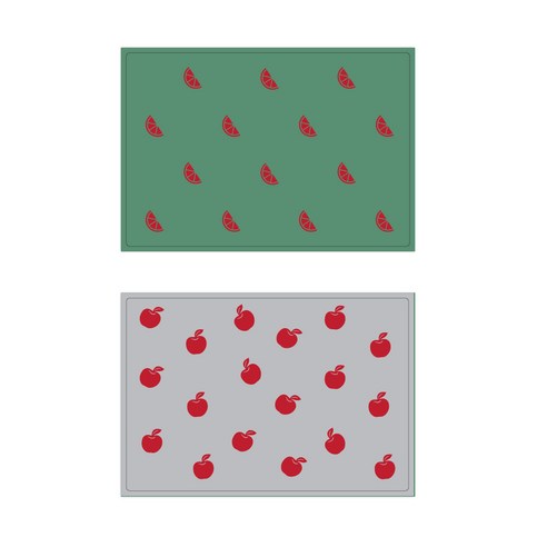서머스트 실리콘 테이블매트 RED ORANGE + RED APPLE, 카키그린, 그레이, 425 x 295 mm