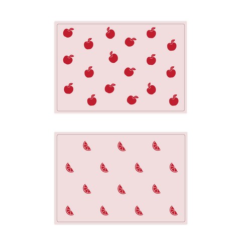 서머스트 실리콘 테이블매트 RED APPLE + RED ORANGE, 인디핑크, 425 x 295 mm