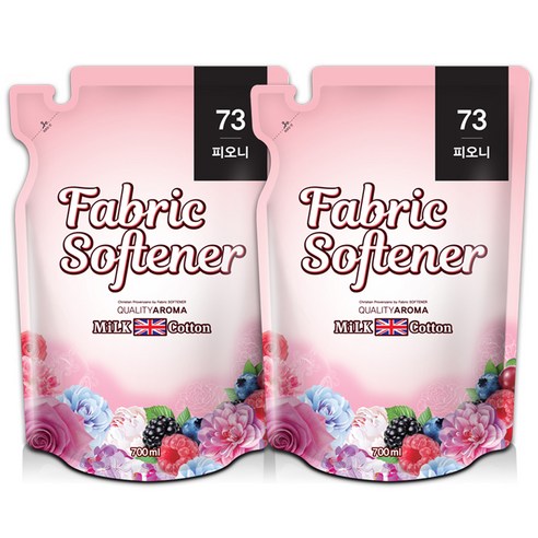 아토세이프 밀크코튼 퍼퓸 섬유유연제 소프트피오니 리필, 700ml, 2개입