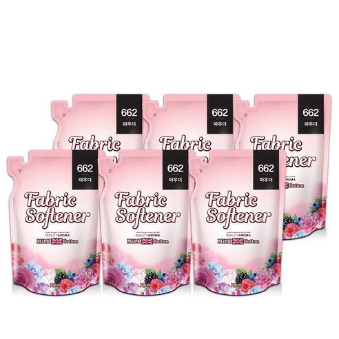 밀크코튼 퍼퓸 섬유유연제 662 파우더 리필, 700ml, 6개