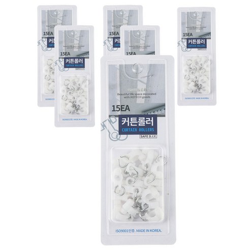 코텍스 커튼레일고리 K-7932 15 x 15 mm, 혼합 색상, 6개