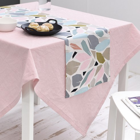벨라이프 워싱린넨 테이블보, 핑크, 6인(가로 130cm x 세로 190cm)