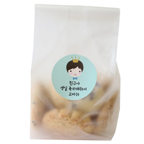 황씨네도시락 반투명 쿠키포장 M봉투 12p + 왕관보이 스티커 12p, 1세트