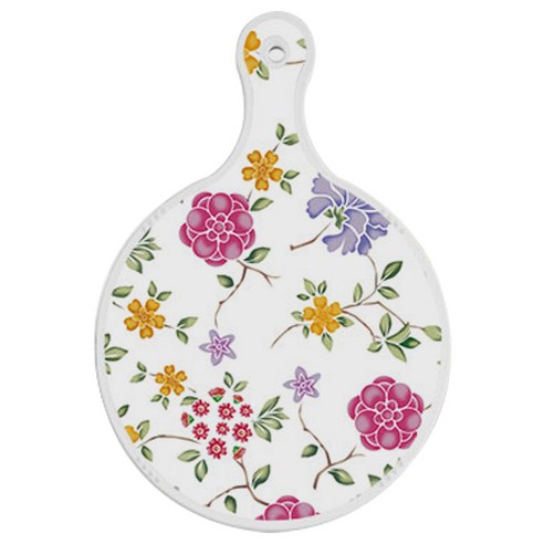로엠디자인 양면 원형 서빙 도마 보드, 로맨틱레드floral화이트 + 로맨틱레드floral연분홍색, 1개