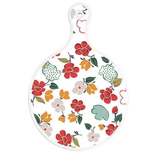 로엠디자인 양면 원형 서빙도마 보드, floral 목련 패턴 + 클래식플라워, 1개