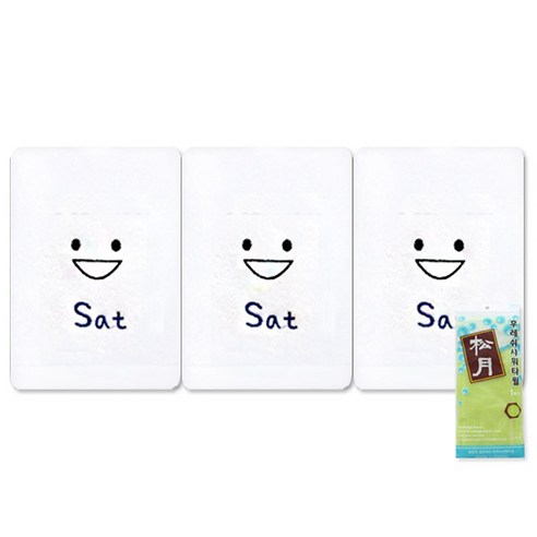 송월타월 요일기분 세면타올 3p + 후레쉬 샤워타올, 토, 연두, 1세트