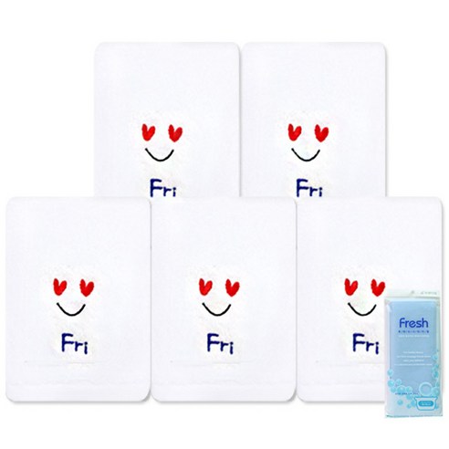 송월타월 요일기분 세면타올 5p + 후레쉬 샤워타올, 금, 하늘, 1세트
