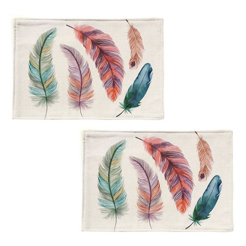 스토어33 깃털 디자인 키친 린넨 테이블매트 2p, A, 44 x 28 cm