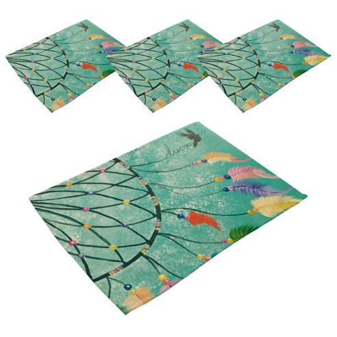 스윗리빙 패밀리 드림캐쳐 린넨테이블 매트 4p, 03, 42 x 32 cm