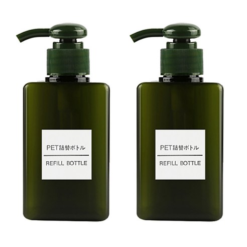 DM 뷰티 화장품 펌프 공병 450ml, 다크그린, 2개입