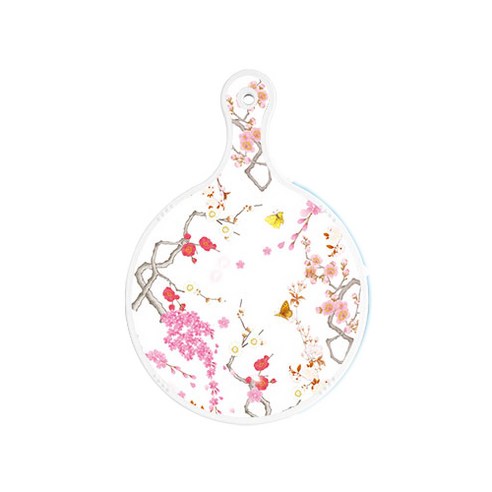로엠디자인 양면 원형 서빙 도마 보드 로맨틱연지색floral, 피쉬블루, 1개