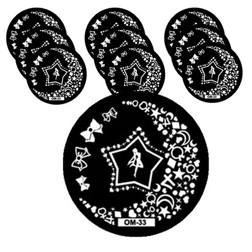 ARYKOTRADERS 네일 프린팅 DIY 필름 원형 템플릿, OM-33, 10개입