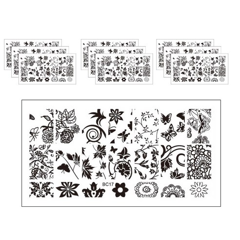 ARYKOTRADERS 네일 프린팅 DIY 필름 사각 템플릿, BC-17, 10개입