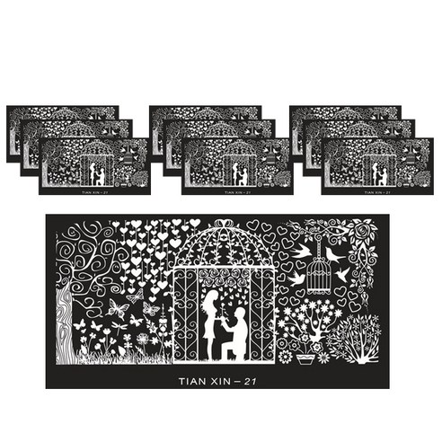 ARYKOTRADERS DIY 블루 네일 프린팅 스티커, Tian Xin 21, 10개입