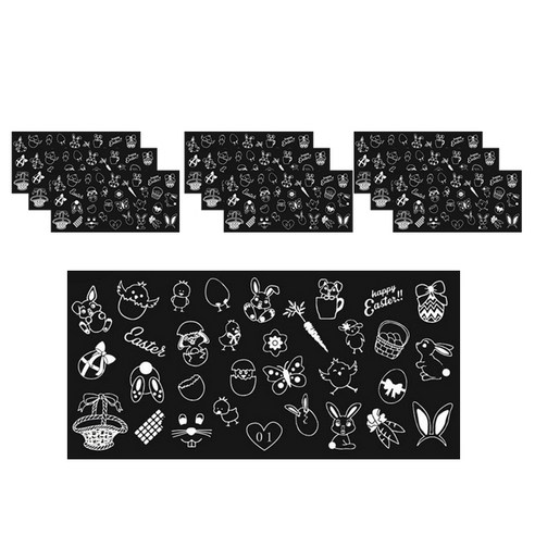 ARYKOTRADERS DIY 블루 네일 프린팅 스티커, Tian Xin 01, 10개입