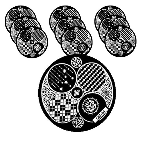 ARYKOTRADERS 네일 프린팅 DIY 필름 원형 템플릿, OM-44, 10개입