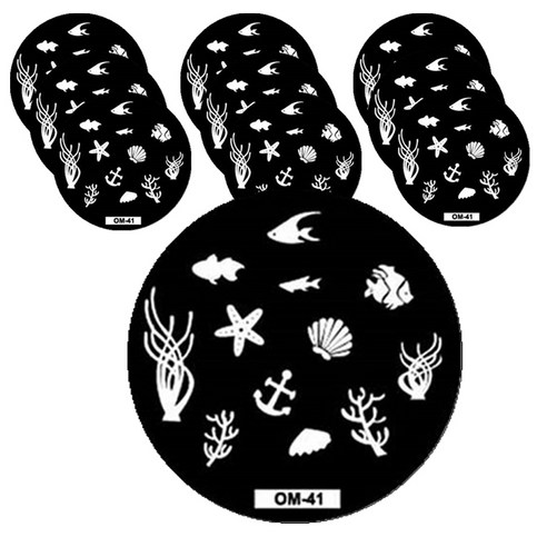 ARYKOTRADERS 네일 프린팅 DIY 필름 원형 템플릿, OM-41, 10개입