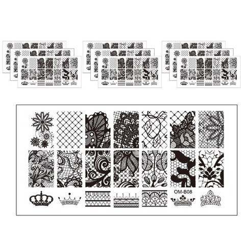 ARYKOTRADERS 네일 프린팅 DIY 필름 사각 템플릿, OM-B08, 10개입