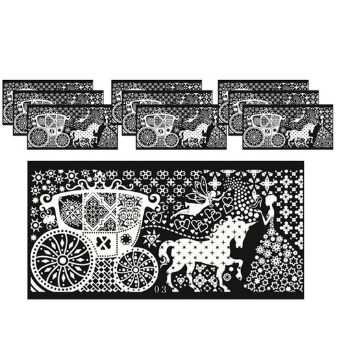 ARYKOTRADERS DIY 블루 네일 프린팅 스티커, Tian Xin 03, 10개입
