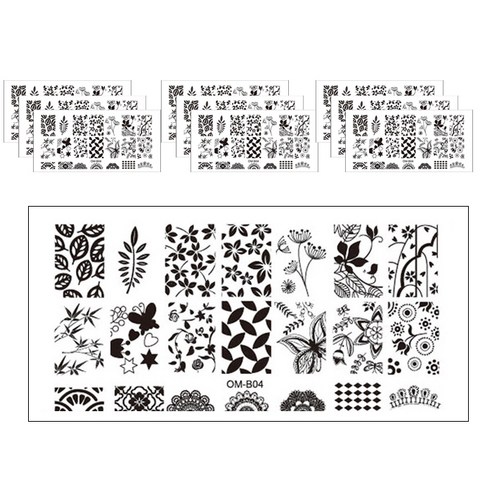 ARYKOTRADERS 네일 프린팅 DIY 필름 사각 템플릿, OM-B04, 10개입