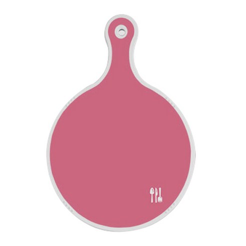 로엠디자인 양면 원형 서빙 도마 보드 핑크, 세모점, 1개