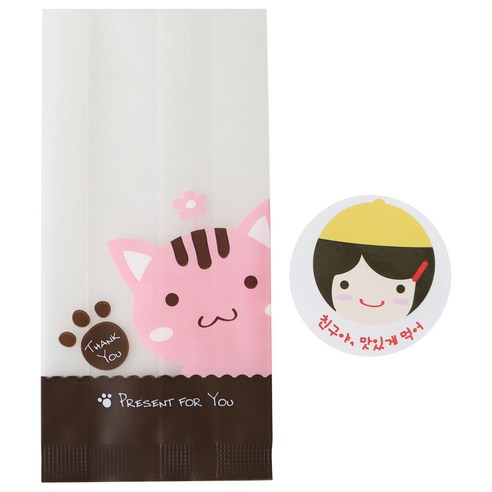 황씨네도시락 M봉투 고양이 50p + 노랑모자 걸 50p, 1세트