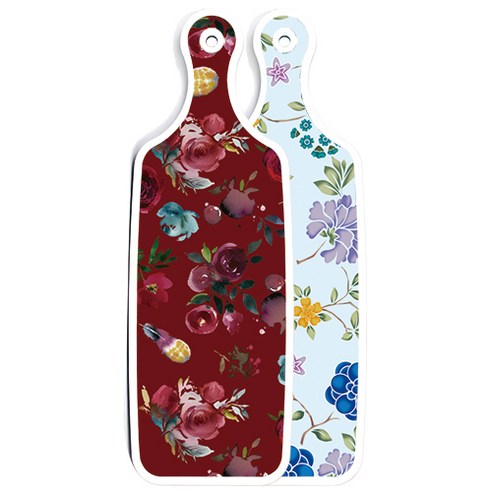 로엠디자인 양면 디자인 서빙도마 로맨틱블루floral비색, 자주색플라워아트웍, 1개