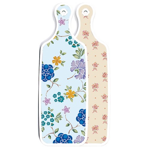 로엠디자인 양면 디자인 서빙도마 담황색꽃다발, 로맨틱블루floral비색, 1개