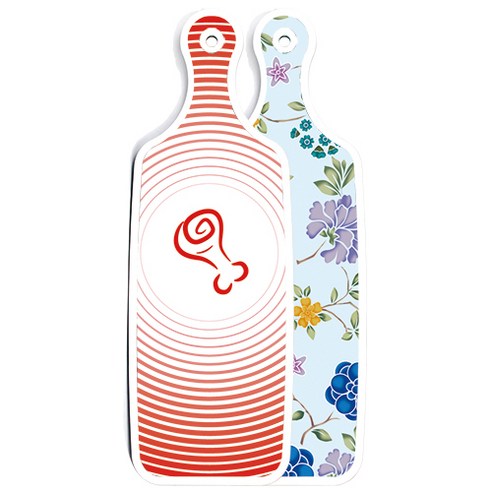 로엠디자인 양면 디자인 서빙도마 로맨틱블루floral비색, 고기라인레드, 1개